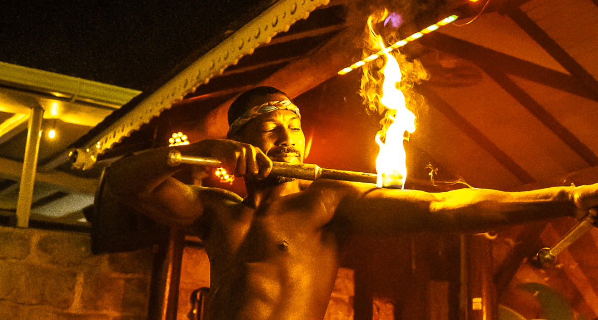 fire performer at harbour lights in barbados