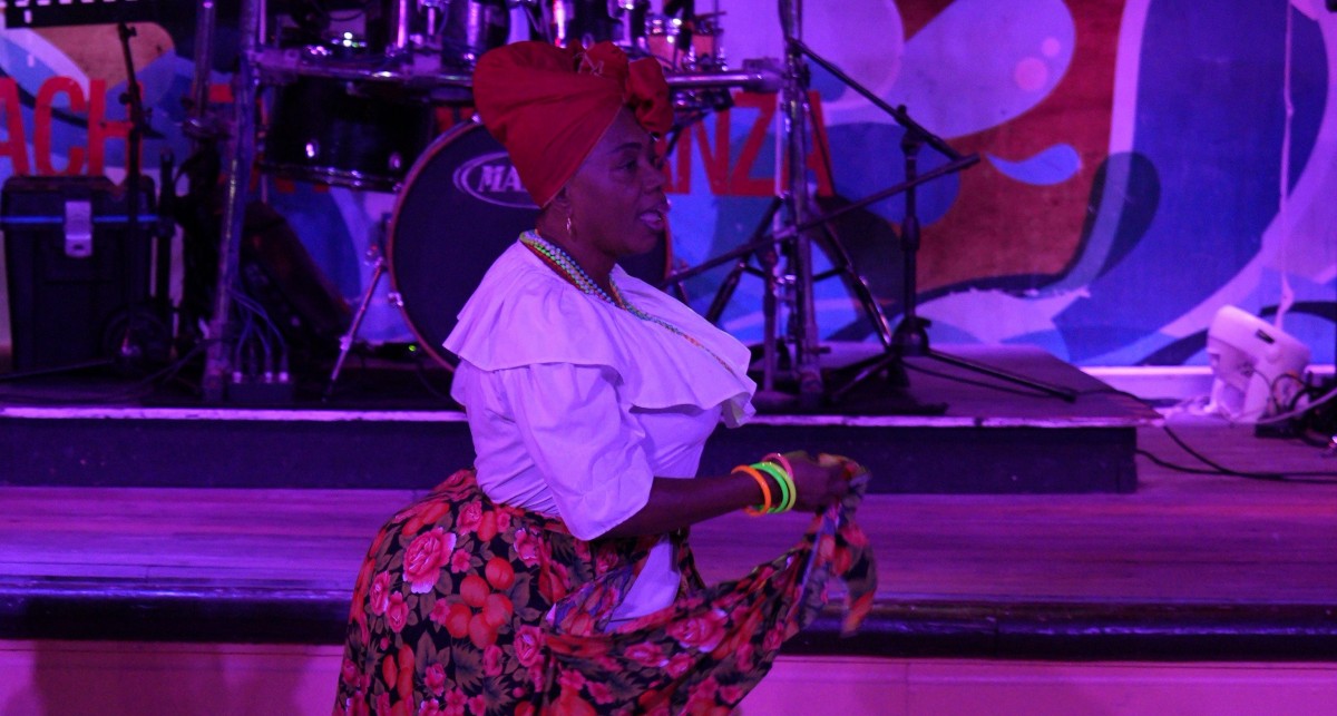 mother sally dancing at dinner show at harbour lights